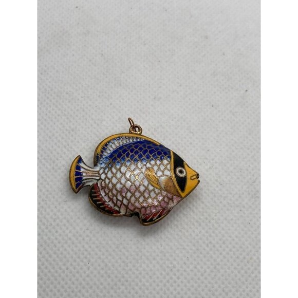Vintage cloisonne tropical fish pendant or charm - Picture 2 of 3